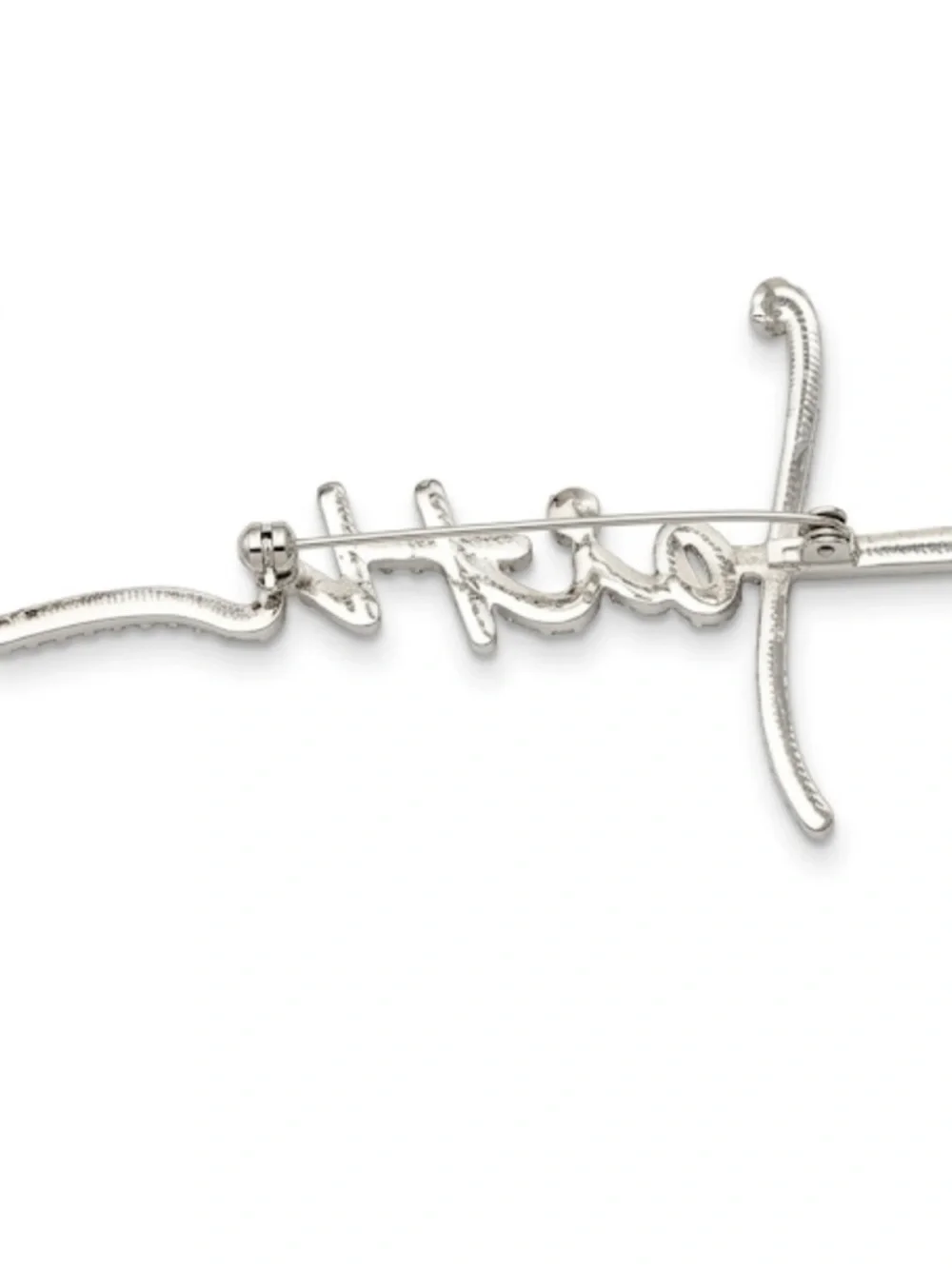 New Silver Rhinestone Faith Cross Brooch Pin Coquette Spiritual